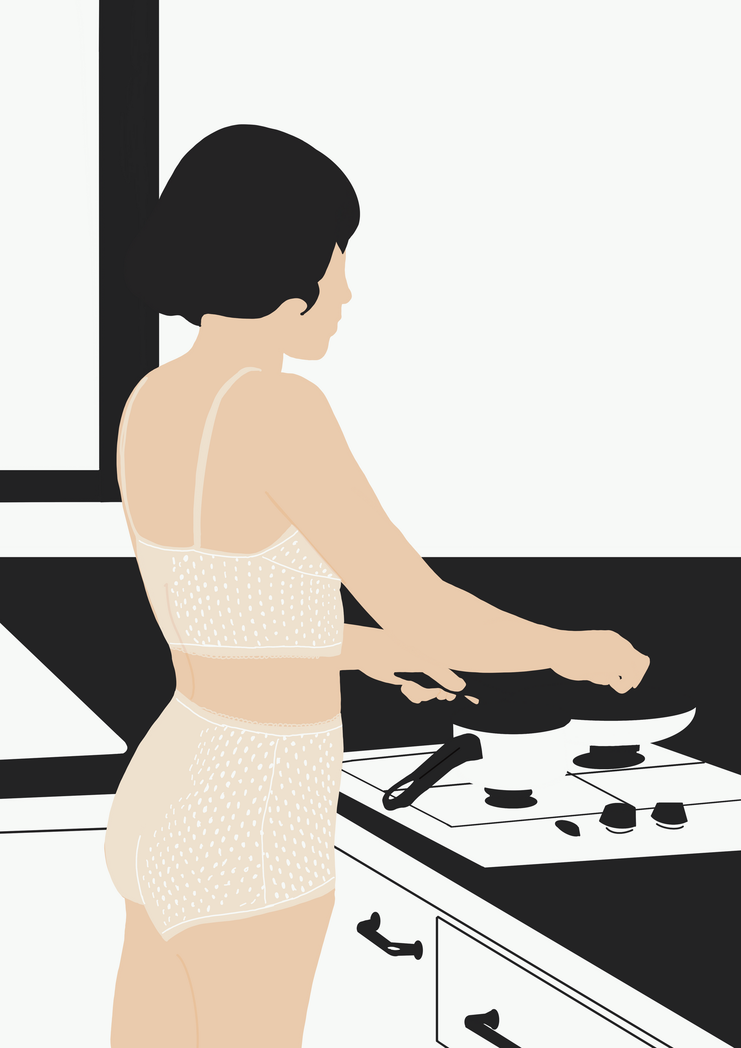Postkaart Cooking Girl