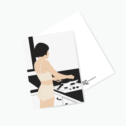Postkaart Cooking Girl